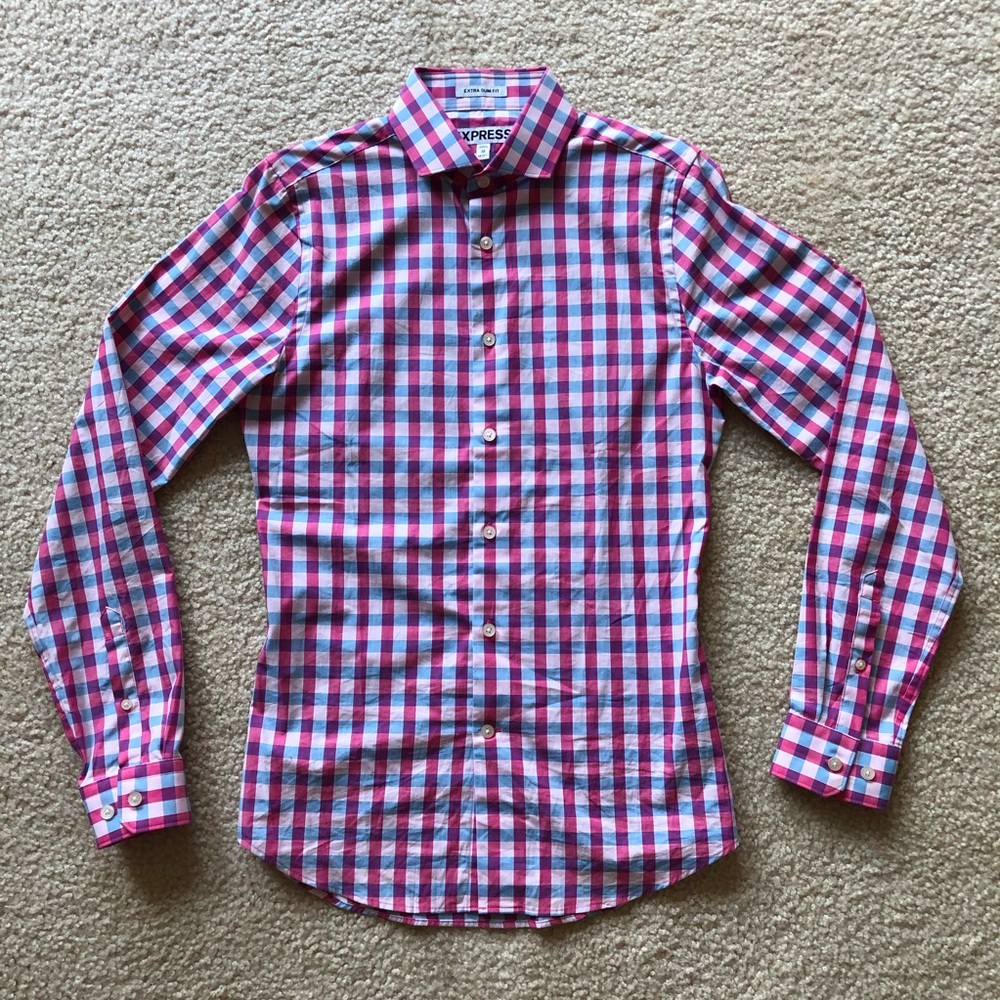 Express pink plaid dress shirt